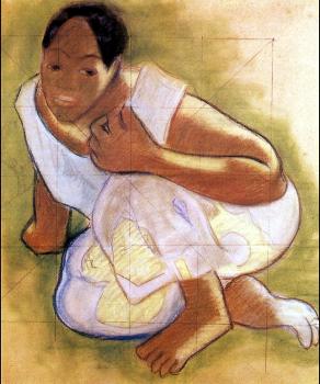 Paul Gauguin : Crouching Tahitian Girl